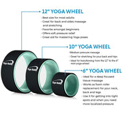 Yoga Wheel 3 Pack Green - 12" 10" 6" Back Pain Relief Yoga Wheel Set