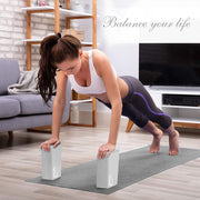 Yoga Block Stretch Out Strap Set Gray - Yoga Blocks 2 Pack with Physical Therapy Stretch Band